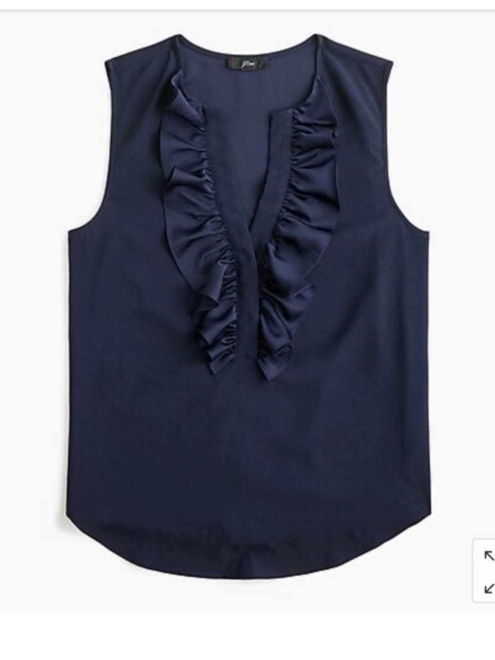 J. Crew Navy Ruffle Front Blouse